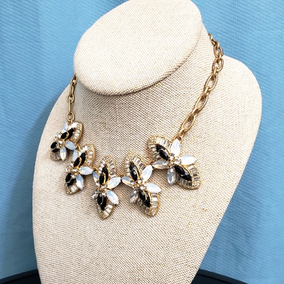 J. Crew Black and Opalescent Crystal Cluster Statement Necklace - Picture 5 of 10
